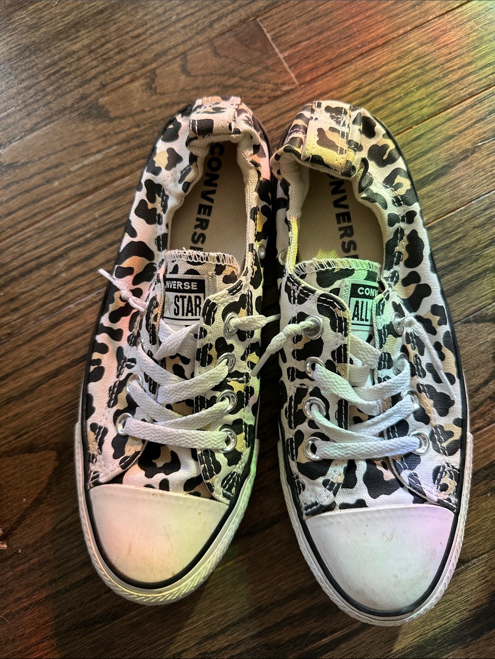 Converse Kids Leopard Print Low Top Sneakers - Black & White